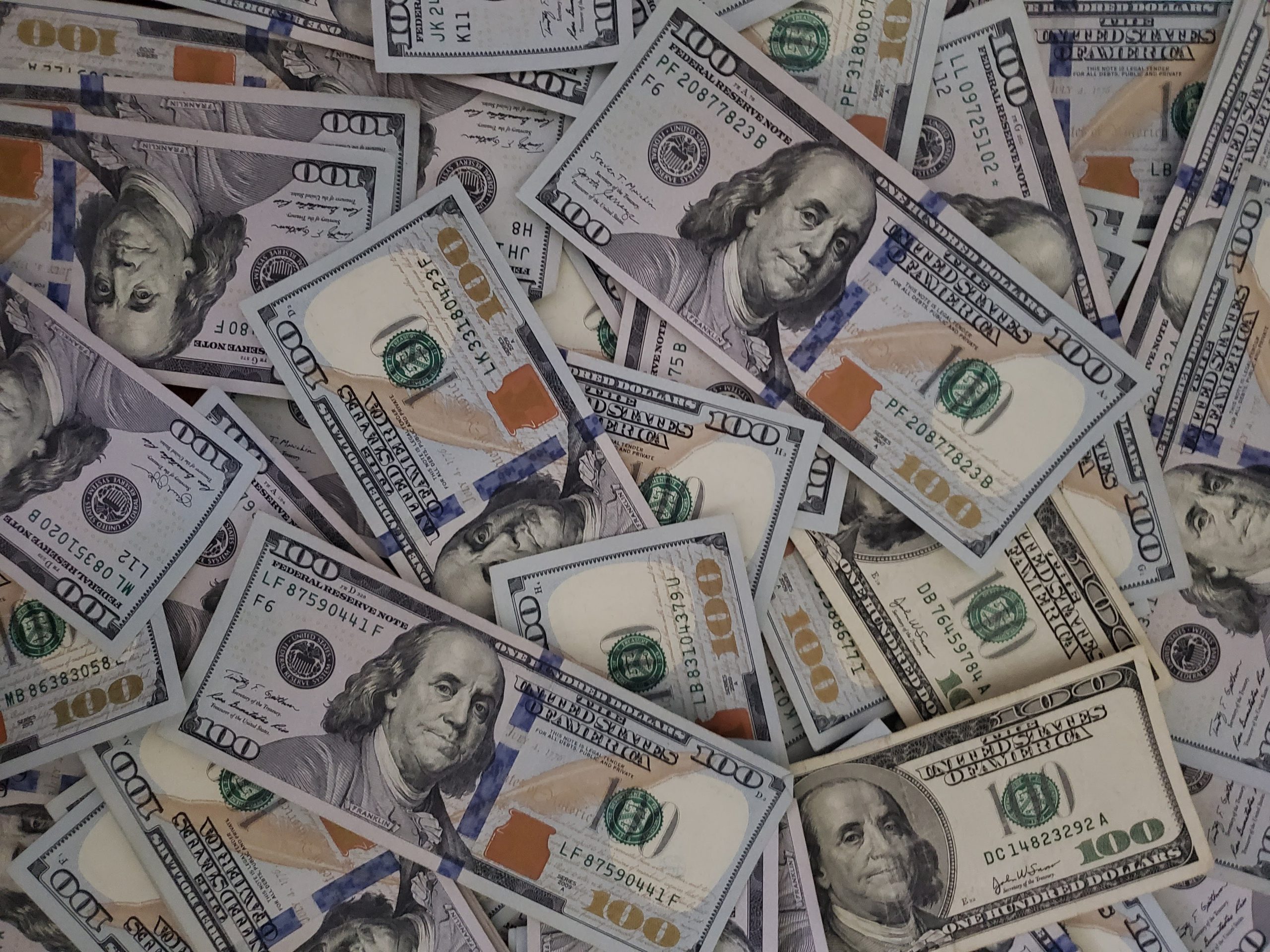 Money spread across a surface